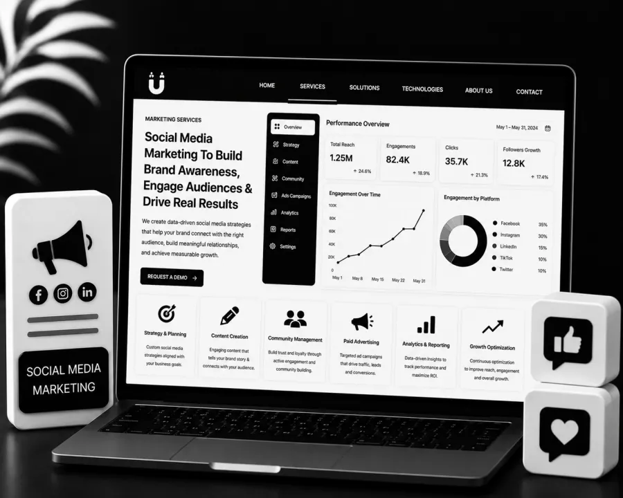 Grow your brand across social media platforms.